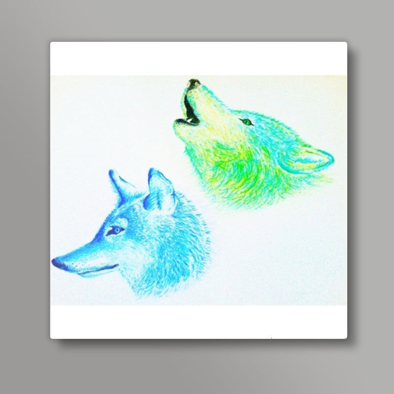 Winter Wolves Square Art Prints