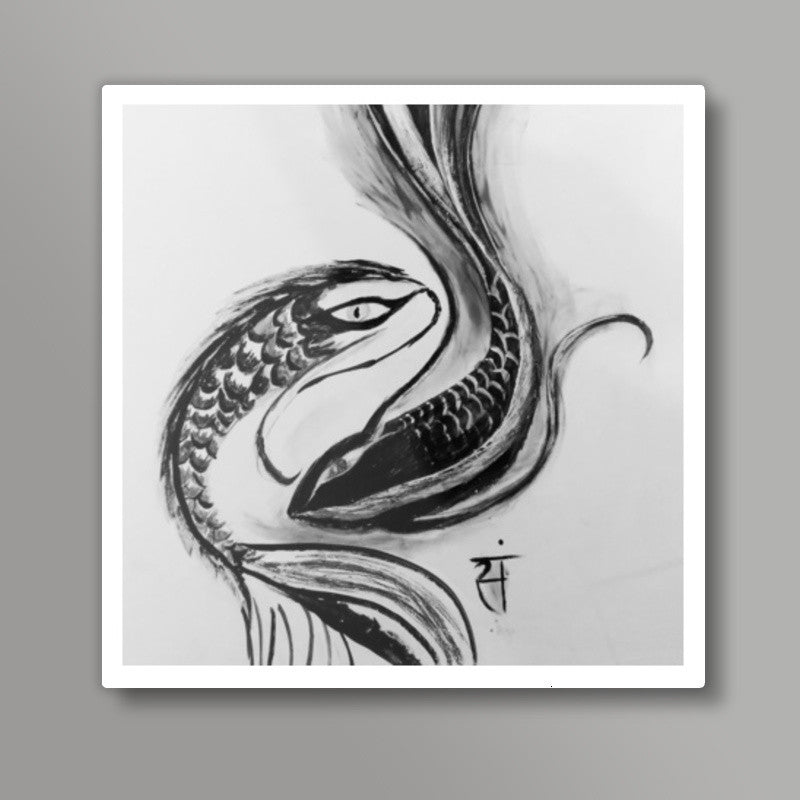 Ying Yang Koi fish Square Art Prints