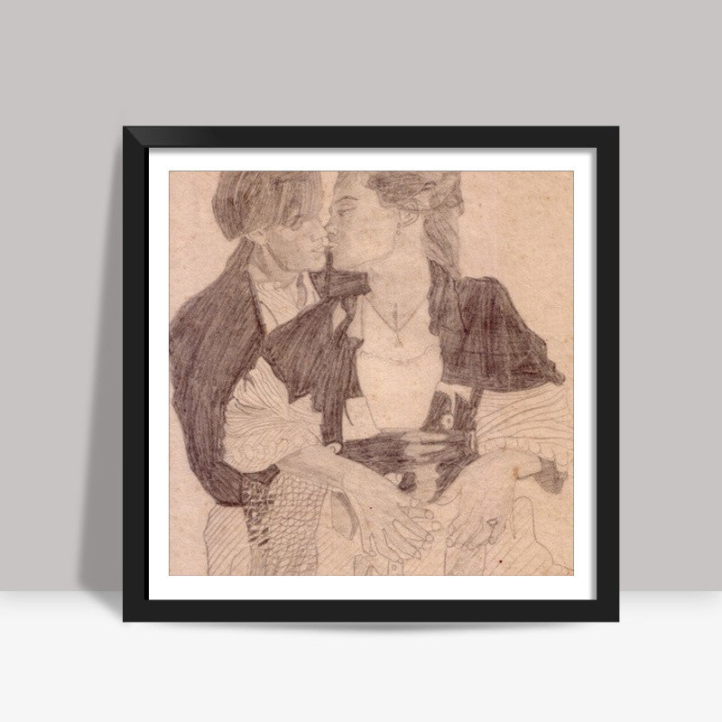 Leonardo Da Vinci and Kate Winslet in a moment of fond togetherness Square Art Prints