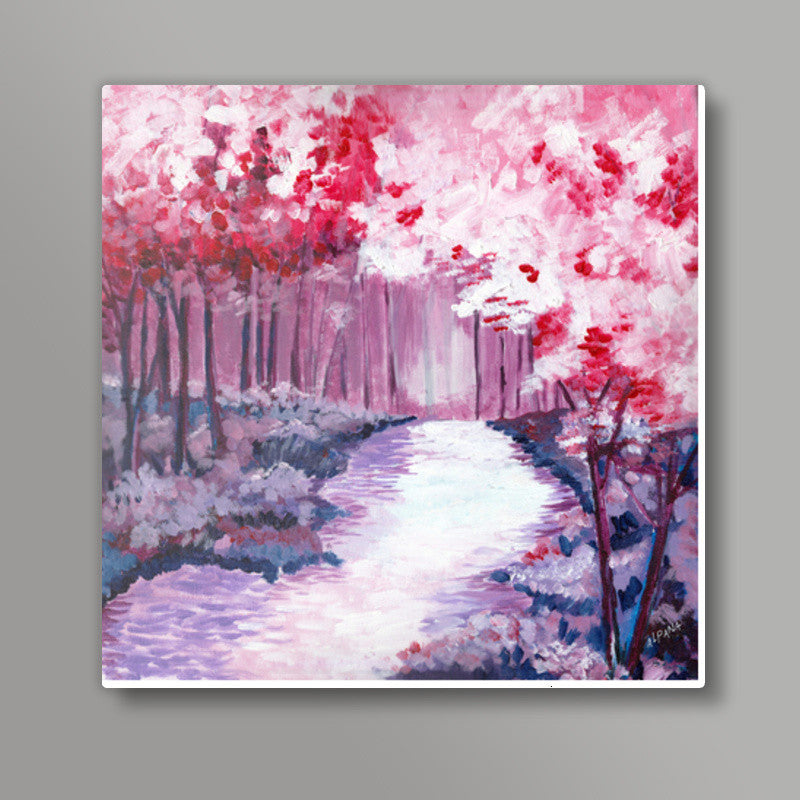 Pink Snow Square Art Prints