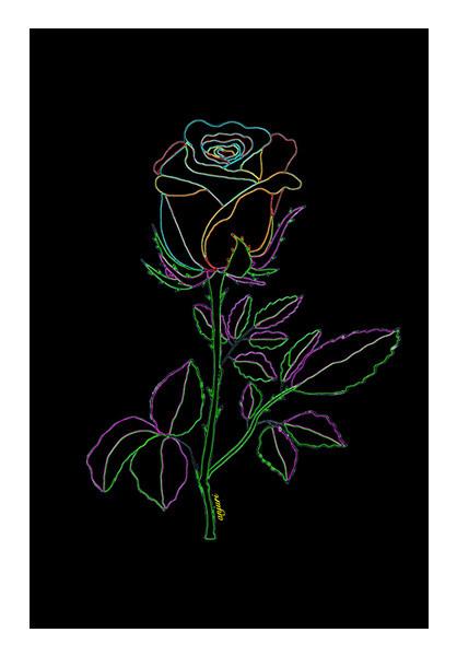 PosterGully Specials, Rose in Neon Hues Wall Art