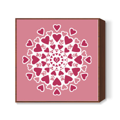 Exploding Valentine Hearts Decorative Background Design Square Art Prints