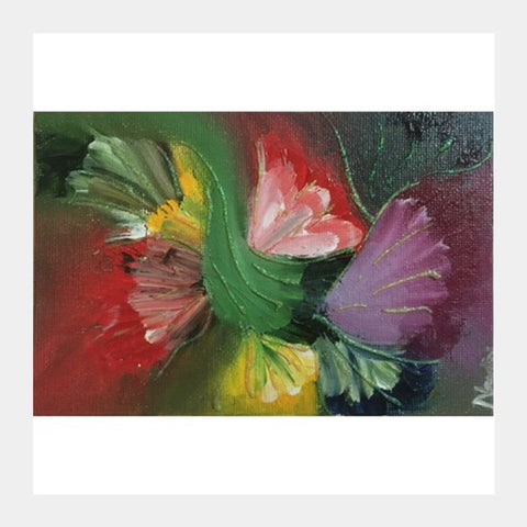 Abstract Floral | Finger Painting | Oil Painting & Glitter | Square Art Prints