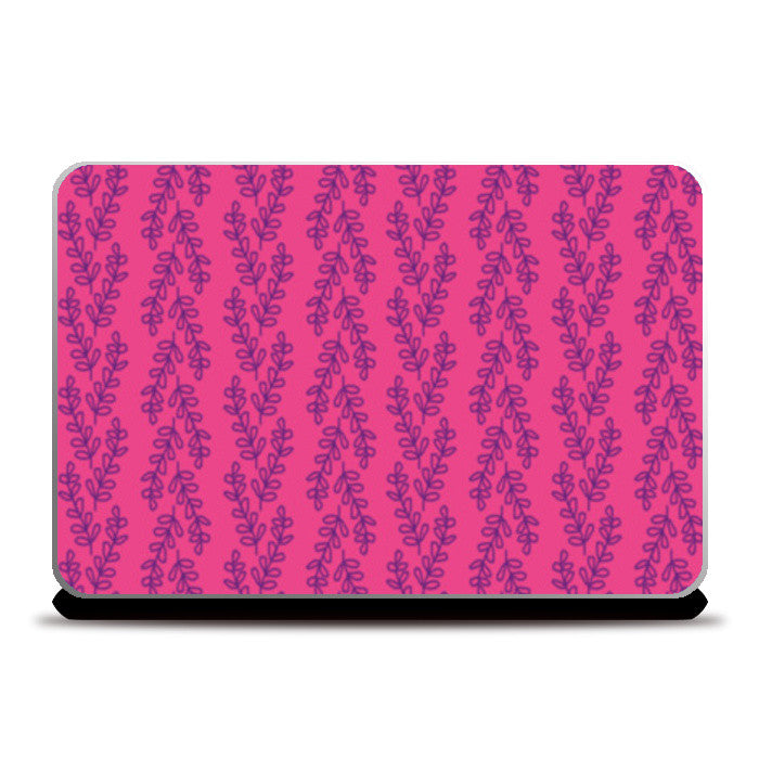 Laptop Skins, Leaf/Leaves Doodles Row Pattern Pink Girly Laptop Skins