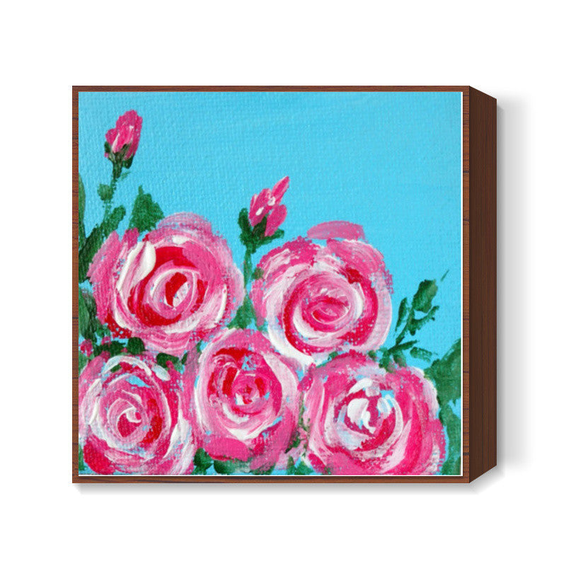 Abstract Pink Roses Canvas Painting Floral Square Art Prints