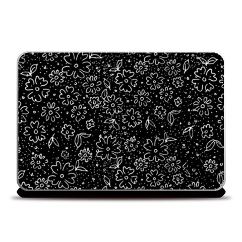 Black and white flower doodles Laptop Skins