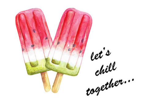 Lets Chill Together Watercolor Popsicle Painting Summer Beach Decor Poster  Wall Art