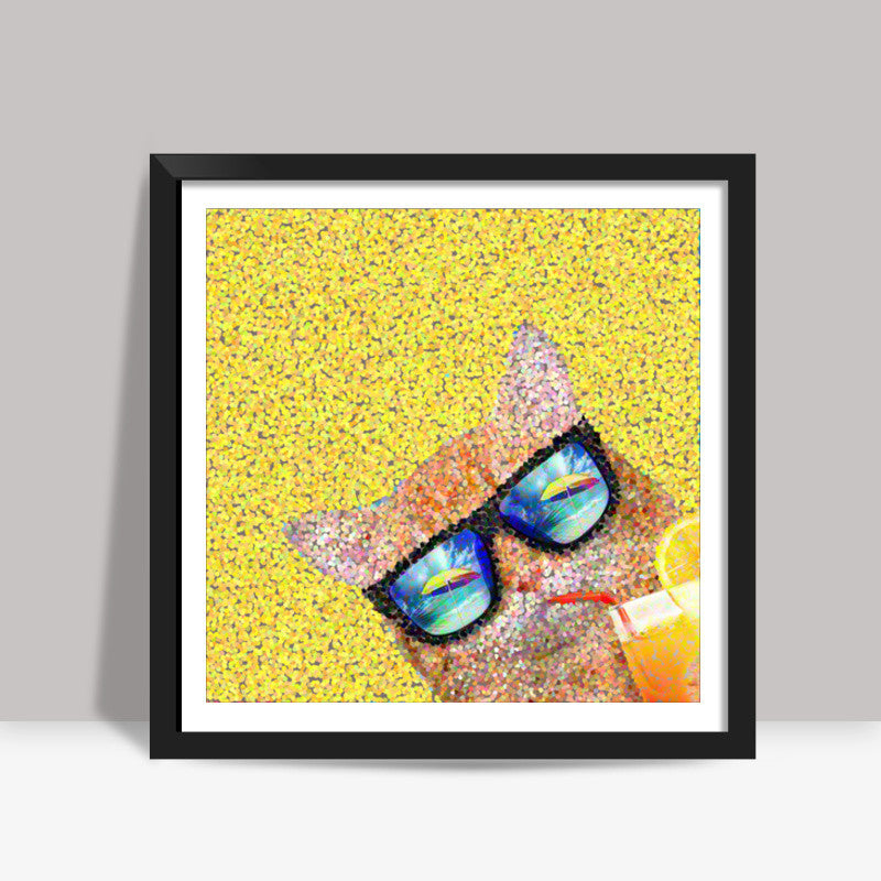 Summer cat Square Art Prints