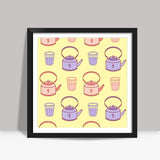 Abstract Teapot & tea cup  Square Art Prints