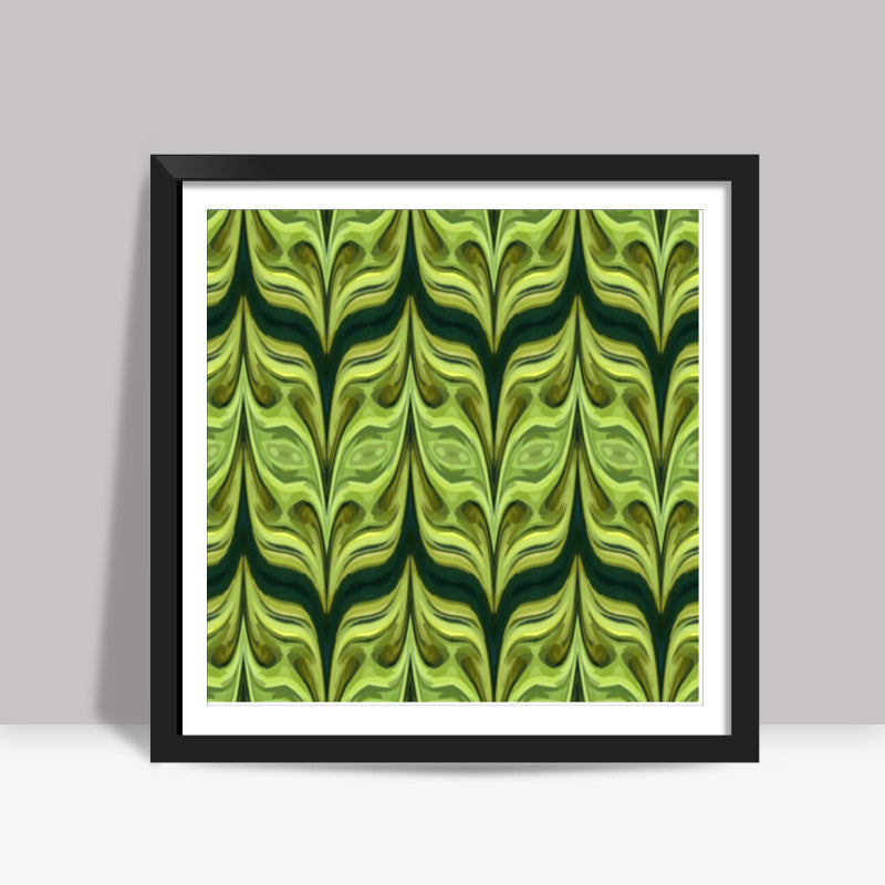 Olive Green Abstract Wave Pattern Background Square Art Prints