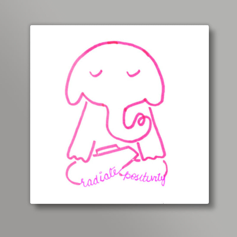 Elephant Illustration Square Art Prints