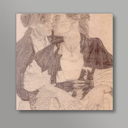 Leonardo Da Vinci and Kate Winslet in a moment of fond togetherness Square Art Prints