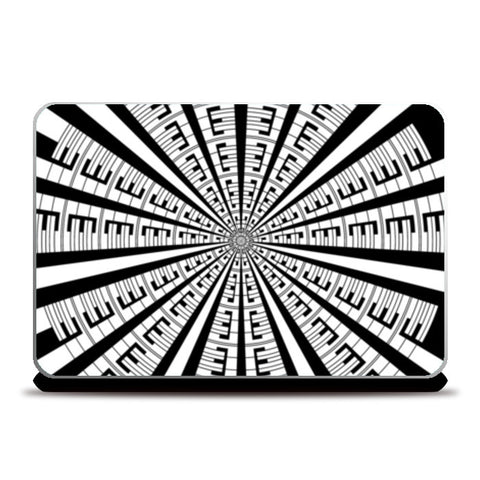 Modern Abstract Black And White Radial Burst Design Laptop Skins