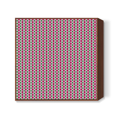 Retro Geometric Pink And Green Diamond Stripes Pattern Square Art Prints