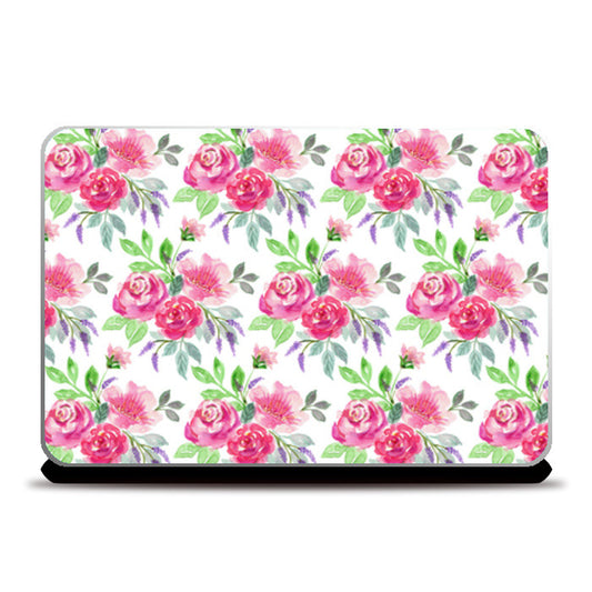 Beautiful Romantic Pink Roses Painted Floral Pattern Laptop Skins