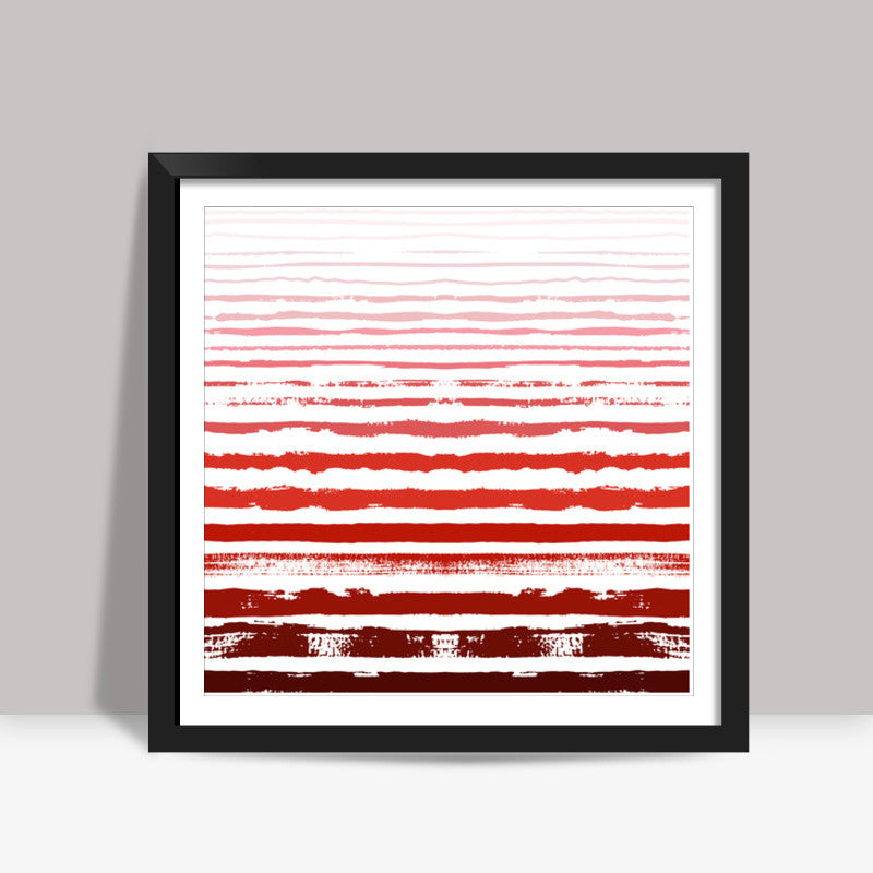 Uneven Red Stripes Square Art Prints