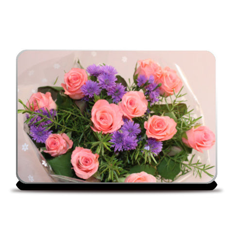Laptop Skins, Romantic Peach Roses Bouquet Of Flowers Floral Photo Laptop Skins