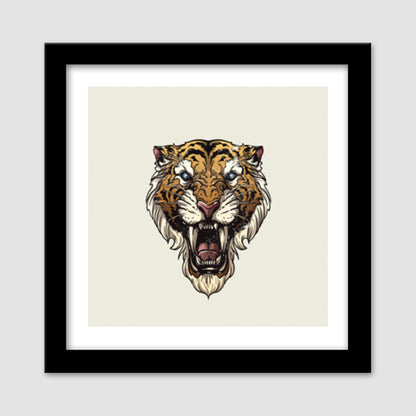 Saber Toothed Tiger Premium Square Italian Wooden Frames