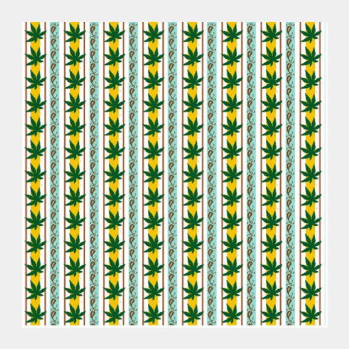 Green Leaf Striped Nature Background Pattern Square Art Prints