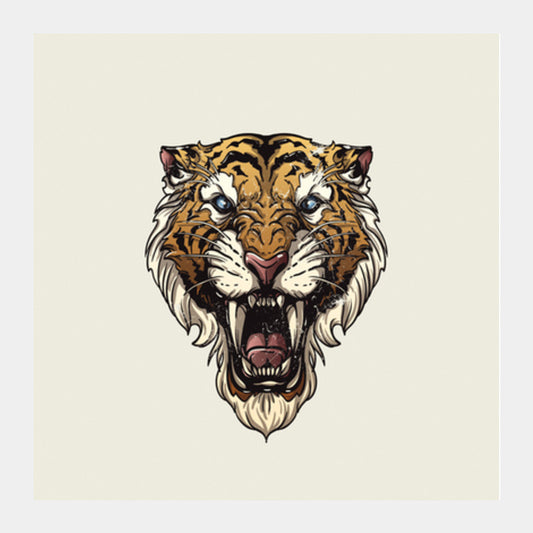 Saber Toothed Tiger Square Art Prints