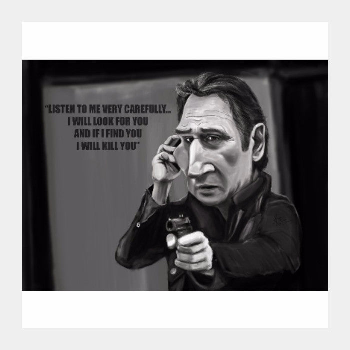 Square Art Prints, Liam Neeson Caricature, - PosterGully