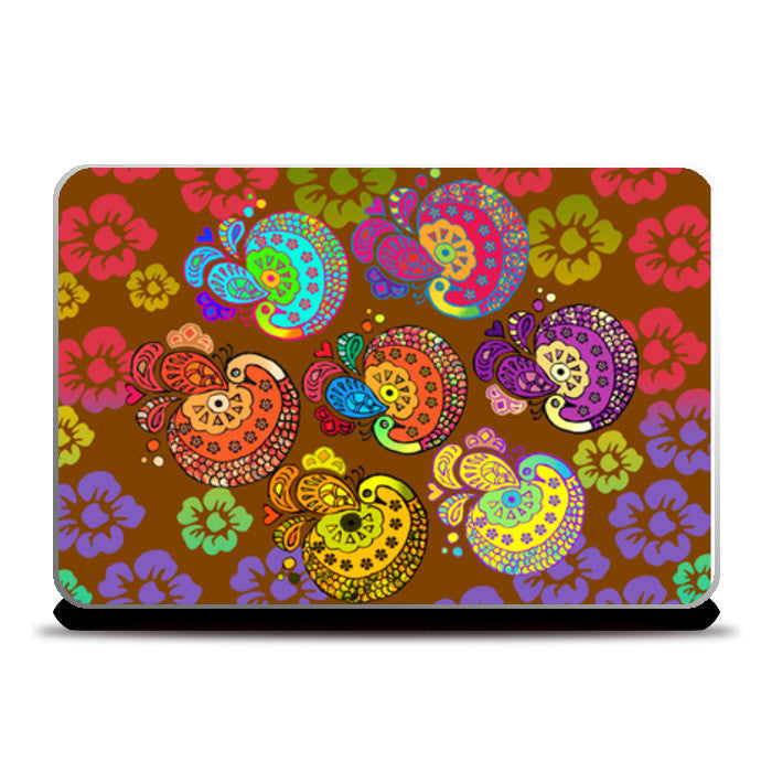 Colorful Peacock Artwork Laptop Skins