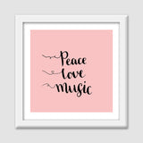 Peace Love Music Premium Square Italian Wooden Frames
