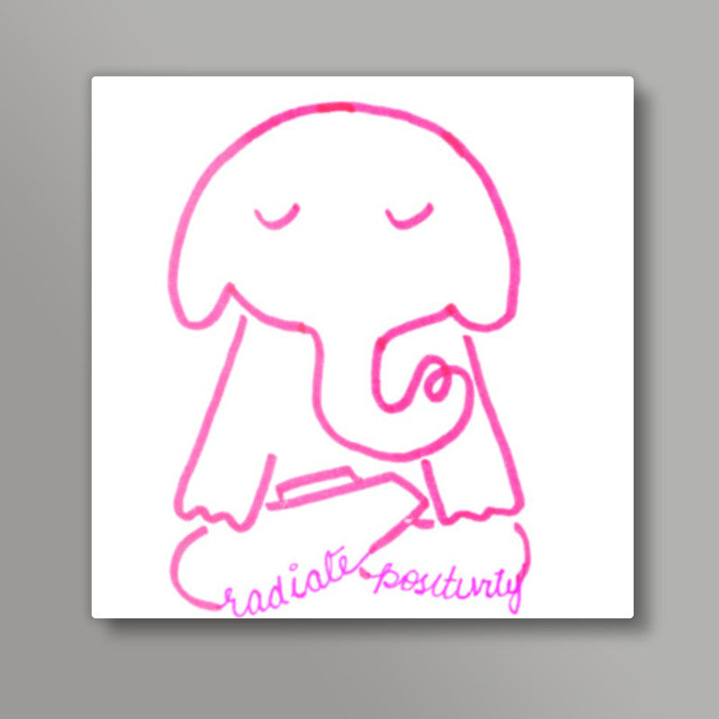 Elephant Illustration Square Art Prints