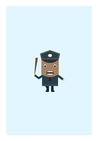 PosterGully Specials, Cartoon of a strict policeman Wall Art