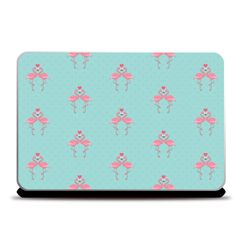 Blue - Dots with Flamingo  Laptop Skins