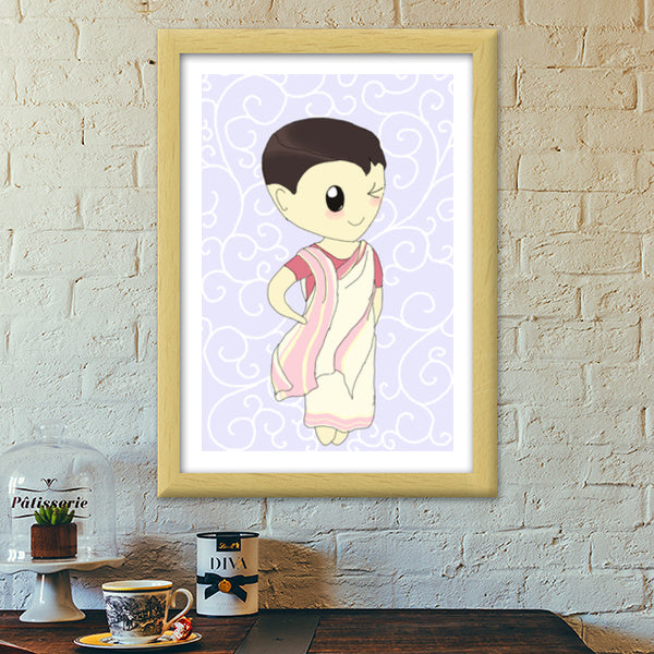 Kawaii Bengali girl Premium Italian Wooden Frames