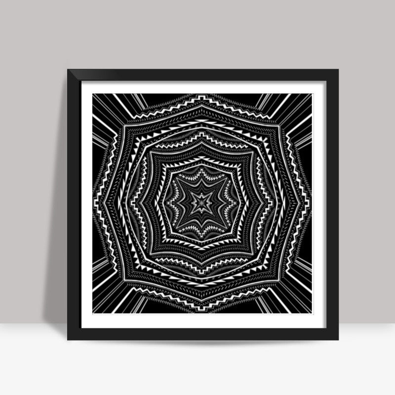 Black And White Abstract Digital Illustration Psychedelic Art Background Square Art Prints