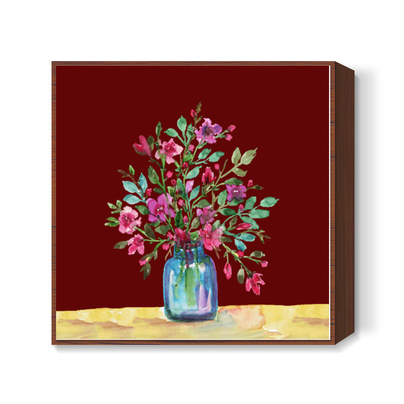 Painted Spring Flowers Bouquet In Vase Floral Square Art Prints