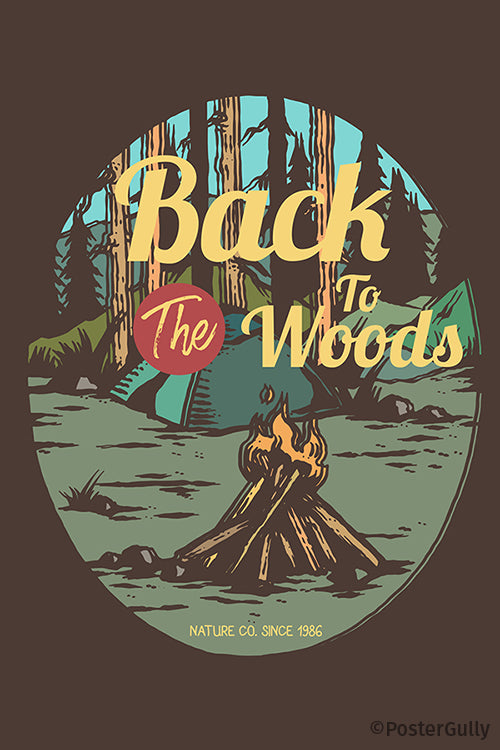 CampFire In The Woods Vintage Artwork