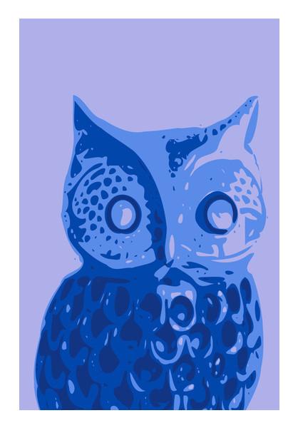 PosterGully Specials, Abstract Owl Bird Blue Wall Art