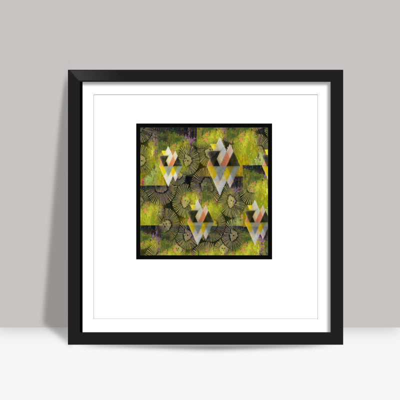 Abstract olive green wall art Square Art Prints
