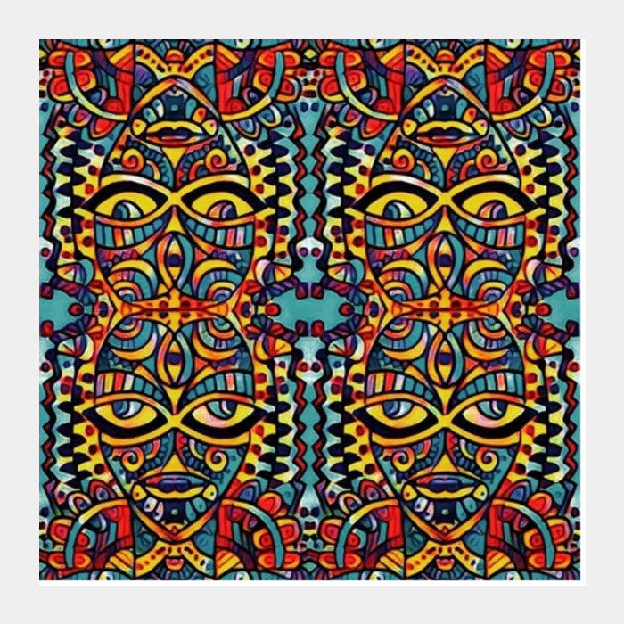 many faced Square Art Prints