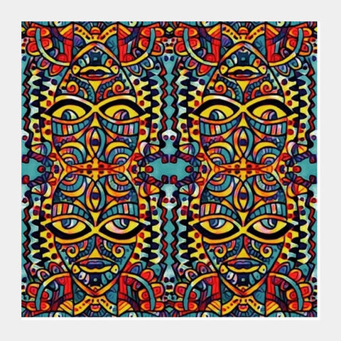 many faced Square Art Prints