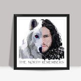 Jon Snow and Ghost Square Art