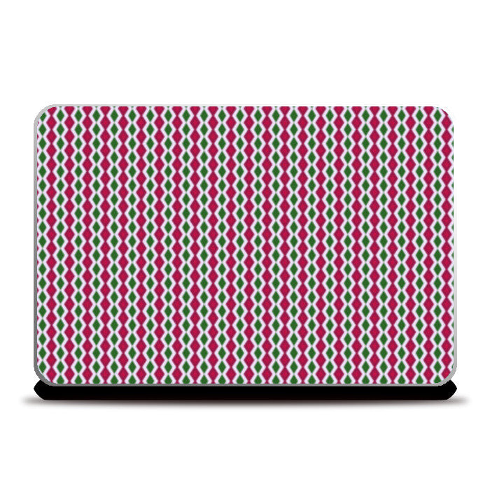 Vertical Pink And Green Diamond Striped Geometric Retro Pattern Laptop Skins