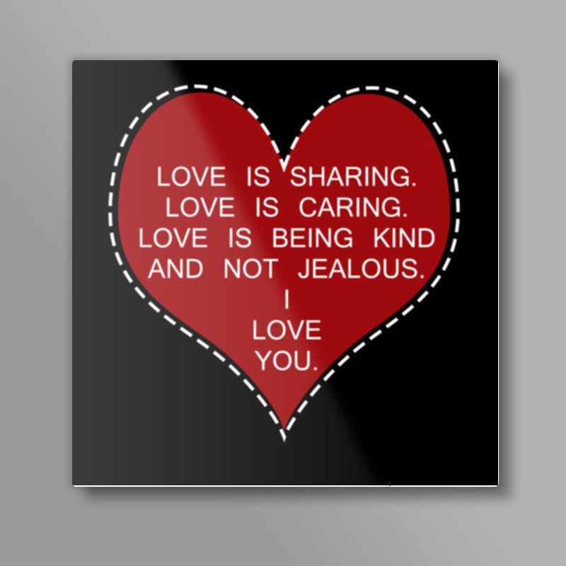 I Love You Typography Heart Valentines Day Square Art Prints