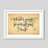 World Map With Text Quotes Premium Italian Wooden Frames
