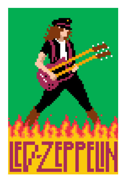 Led Zeppelin Jimmy Page Pixel Art Wall Art