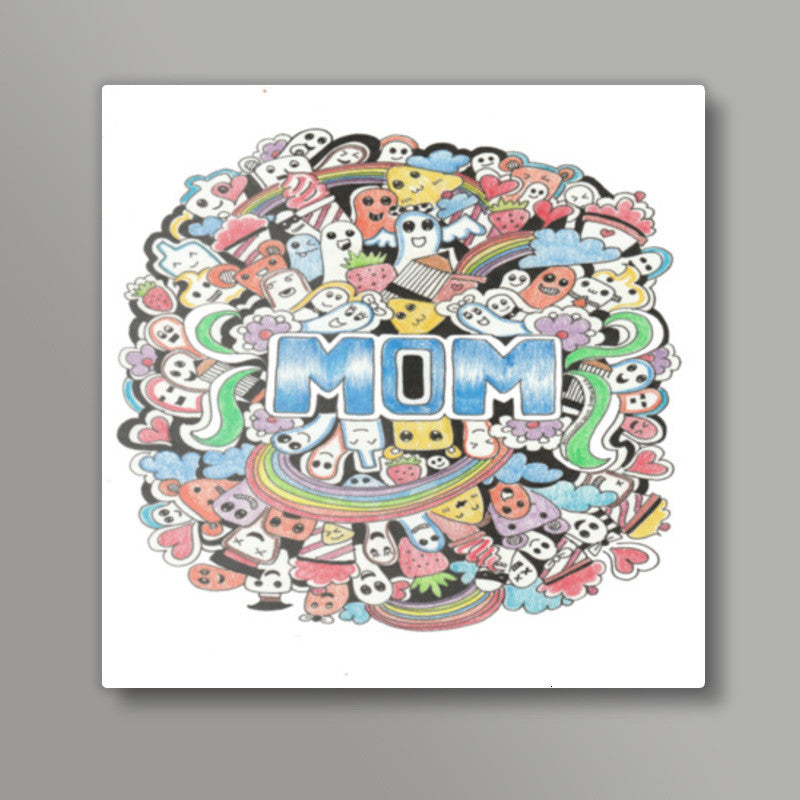 my mom is wow Square Art Prints