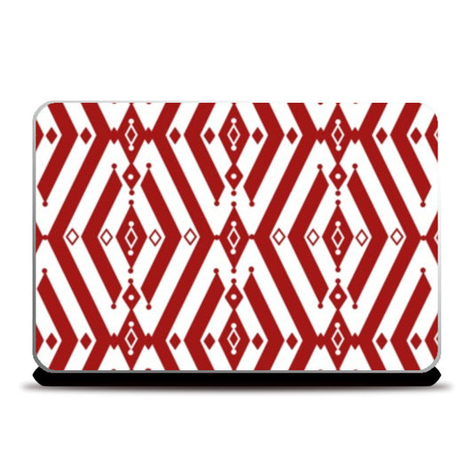 Laptop Skins, Modern Red And White Geometric Lines Design Pattern Laptop Skins