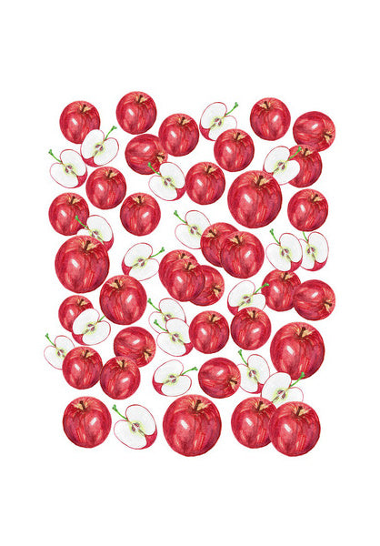 Red Apples Watercolor Fruit Pattern Kitchen Food Art Poster Wall Art