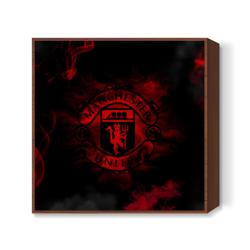 Manchester United Red Smoke #mufc Square Art Prints