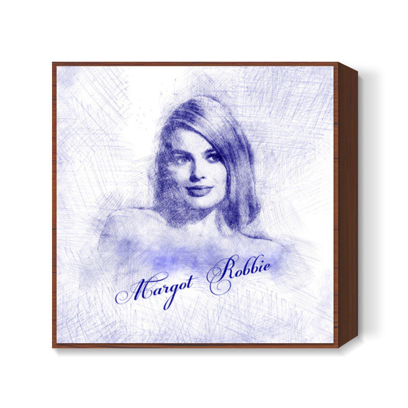 Margot Robbie pen sketch Square Art Prints