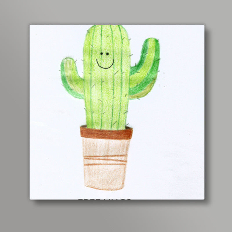 Cute cactus- Free hugs Square Art Prints