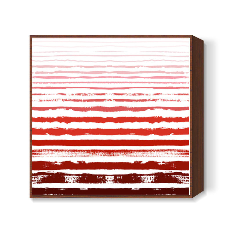 Uneven Red Stripes Square Art Prints